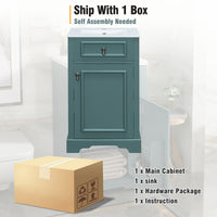 VanityFus Green 20-in Bathroom Vanity Single Sink Combo Ceramic Top 1 Soft-Close Doors Adjustable shelves
