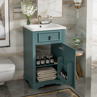 VanityFus Green 20-in Bathroom Vanity Single Sink Combo Ceramic Top 1 Soft-Close Doors Adjustable shelves