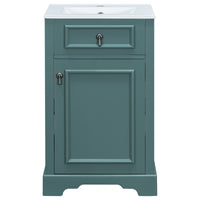 VanityFus Green 20-in Bathroom Vanity Single Sink Combo Ceramic Top 1 Soft-Close Doors Adjustable shelves
