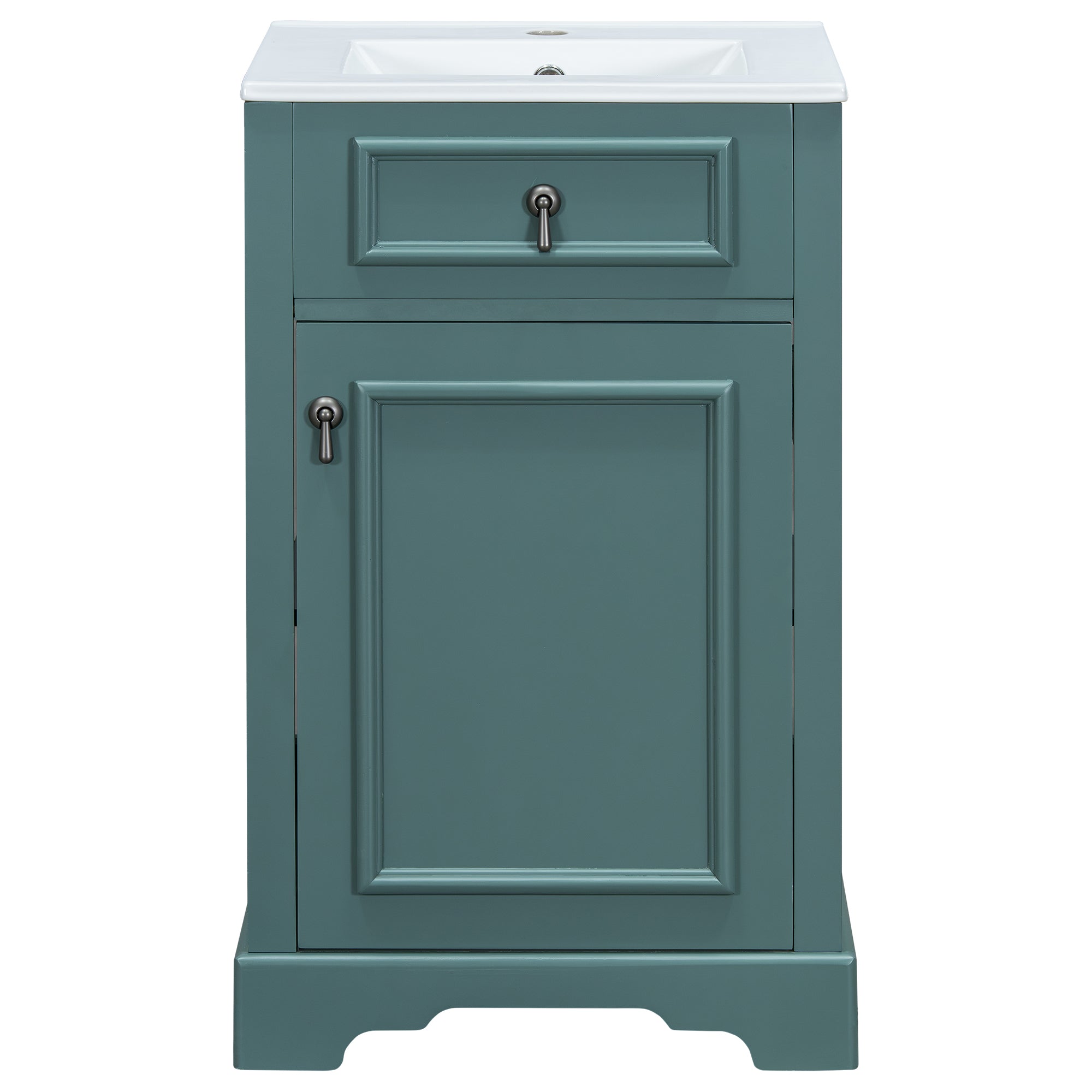 VanityFus Green 20-in Bathroom Vanity Single Sink Combo Ceramic Top 1 Soft-Close Doors Adjustable shelves