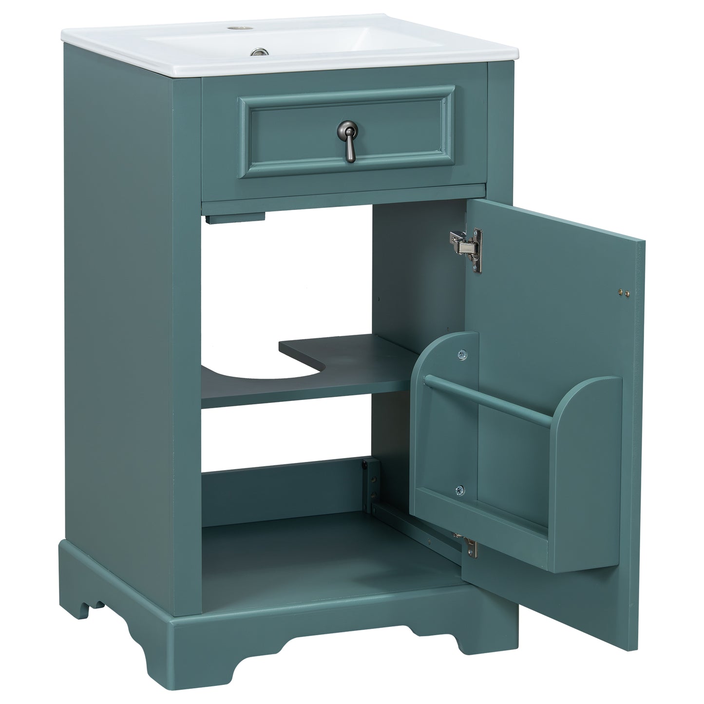 VanityFus Green 20-in Bathroom Vanity Single Sink Combo Ceramic Top 1 Soft-Close Doors Adjustable shelves