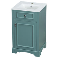 VanityFus Green 20-in Bathroom Vanity Single Sink Combo Ceramic Top 1 Soft-Close Doors Adjustable shelves