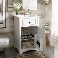 VanityFus White 20-in Bathroom Vanity Single Sink Combo Ceramic Top 1 Soft-Close Doors Adjustable shelves