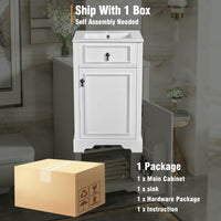 VanityFus White 20-in Bathroom Vanity Single Sink Combo Ceramic Top 1 Soft-Close Doors Adjustable shelves