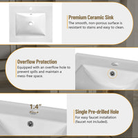 VanityFus White 20-in Bathroom Vanity Single Sink Combo Ceramic Top 1 Soft-Close Doors Adjustable shelves
