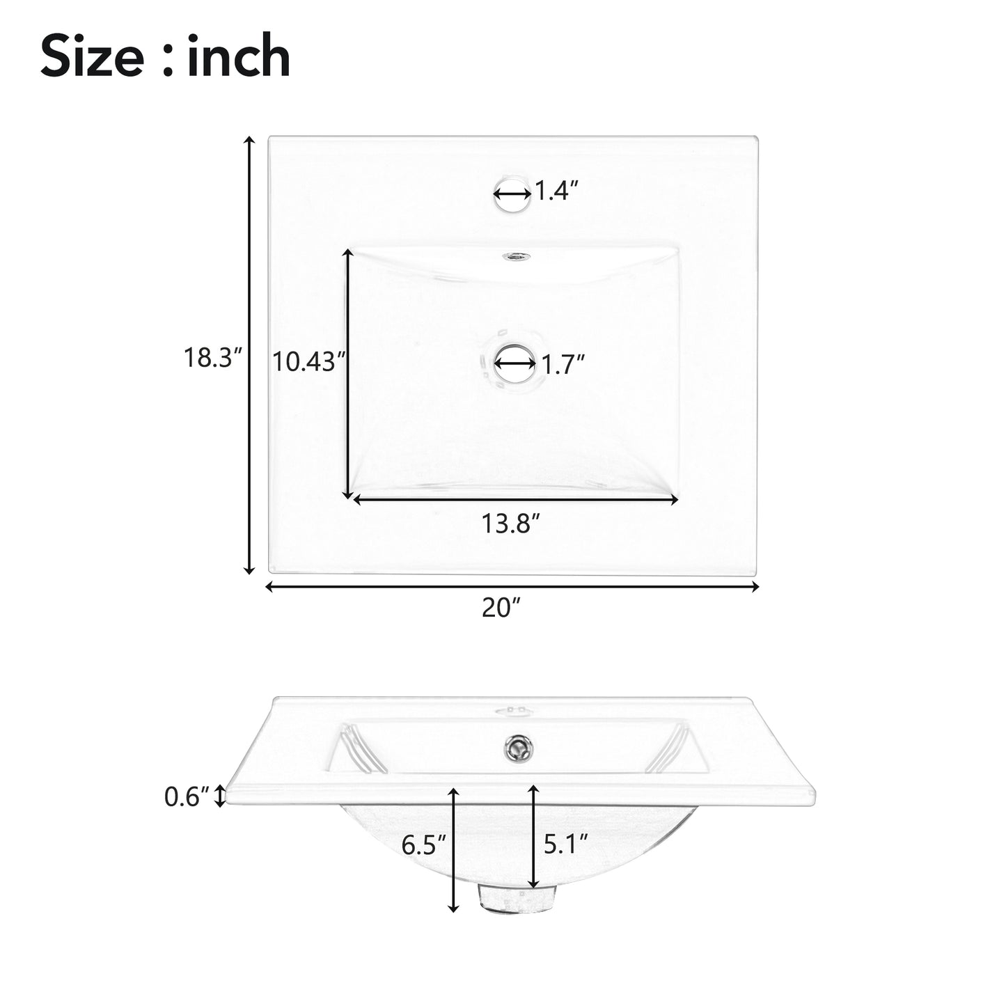 VanityFus White 20-in Bathroom Vanity Single Sink Combo Ceramic Top 1 Soft-Close Doors Adjustable shelves