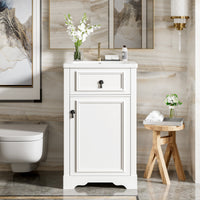 VanityFus White 20-in Bathroom Vanity Single Sink Combo Ceramic Top 1 Soft-Close Doors Adjustable shelves