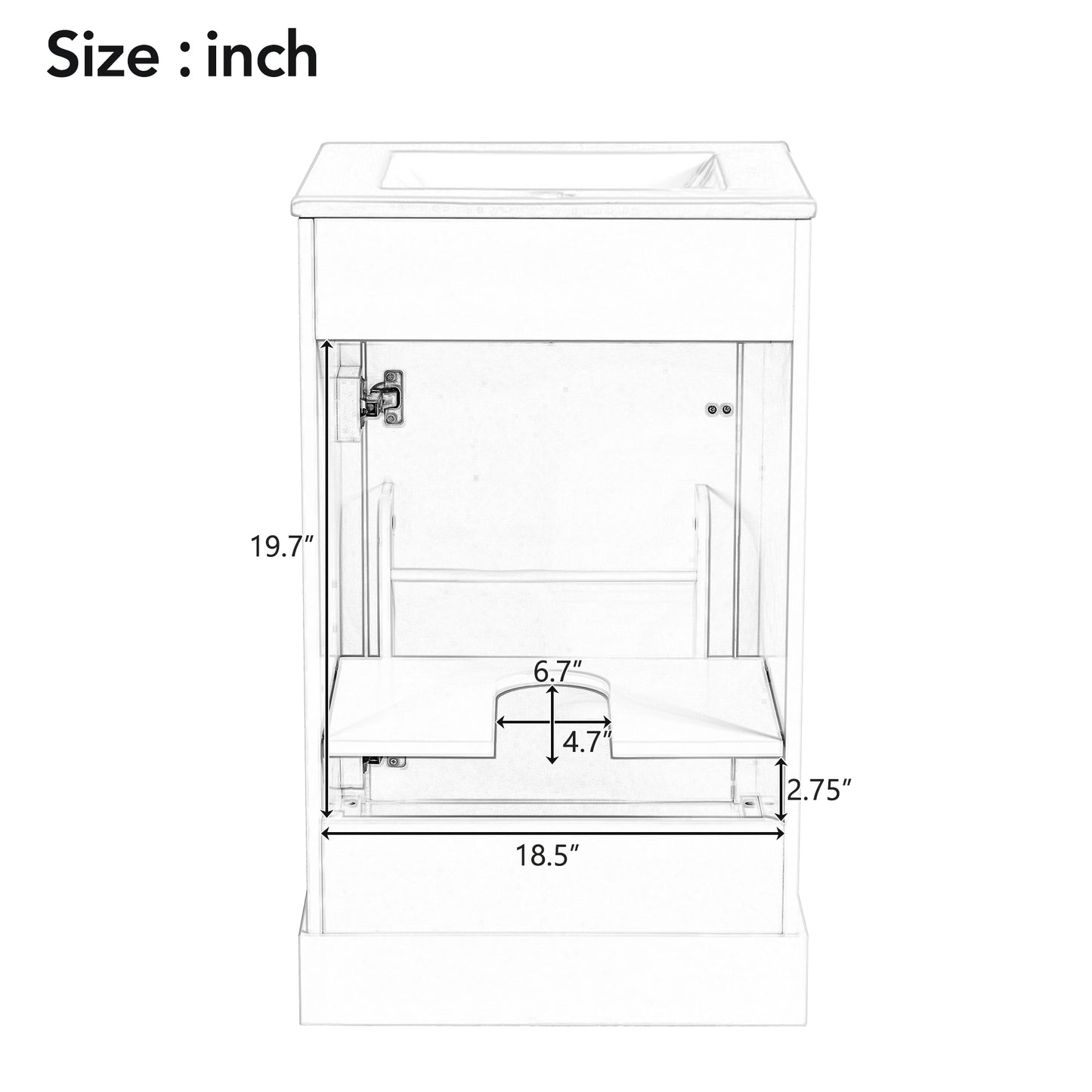 VanityFus White 20-in Bathroom Vanity Single Sink Combo Ceramic Top 1 Soft-Close Doors Adjustable shelves