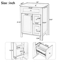 VanityFus 24-in Bathroom Vanity Black Single Sink Combo Ceramic Top 1 Soft-Close Doors 2 Drawer