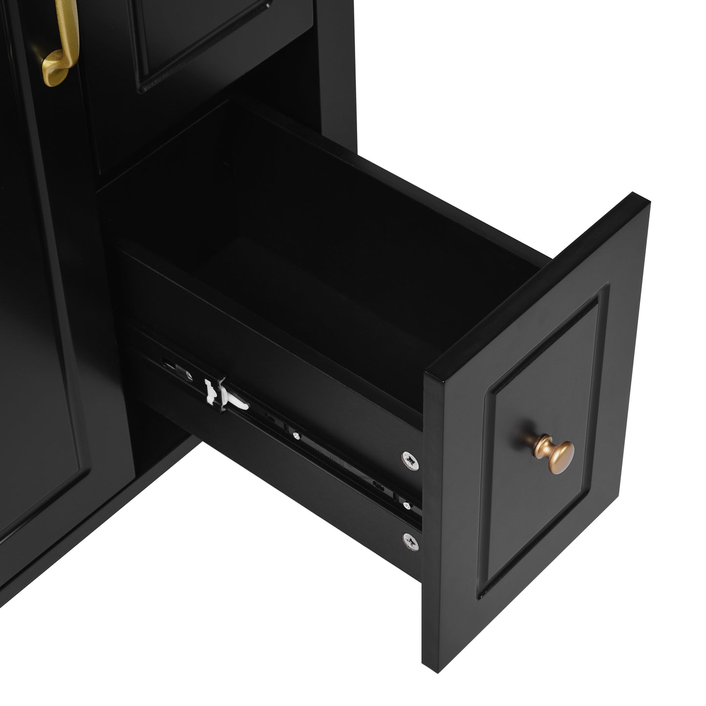 VanityFus 24-in Bathroom Vanity Black Single Sink Combo Ceramic Top 1 Soft-Close Doors 2 Drawer
