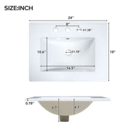 VanityFus 24-in Bathroom Vanity Green Single Sink Combo Ceramic Top 1 Soft-Close Doors 2 Drawer