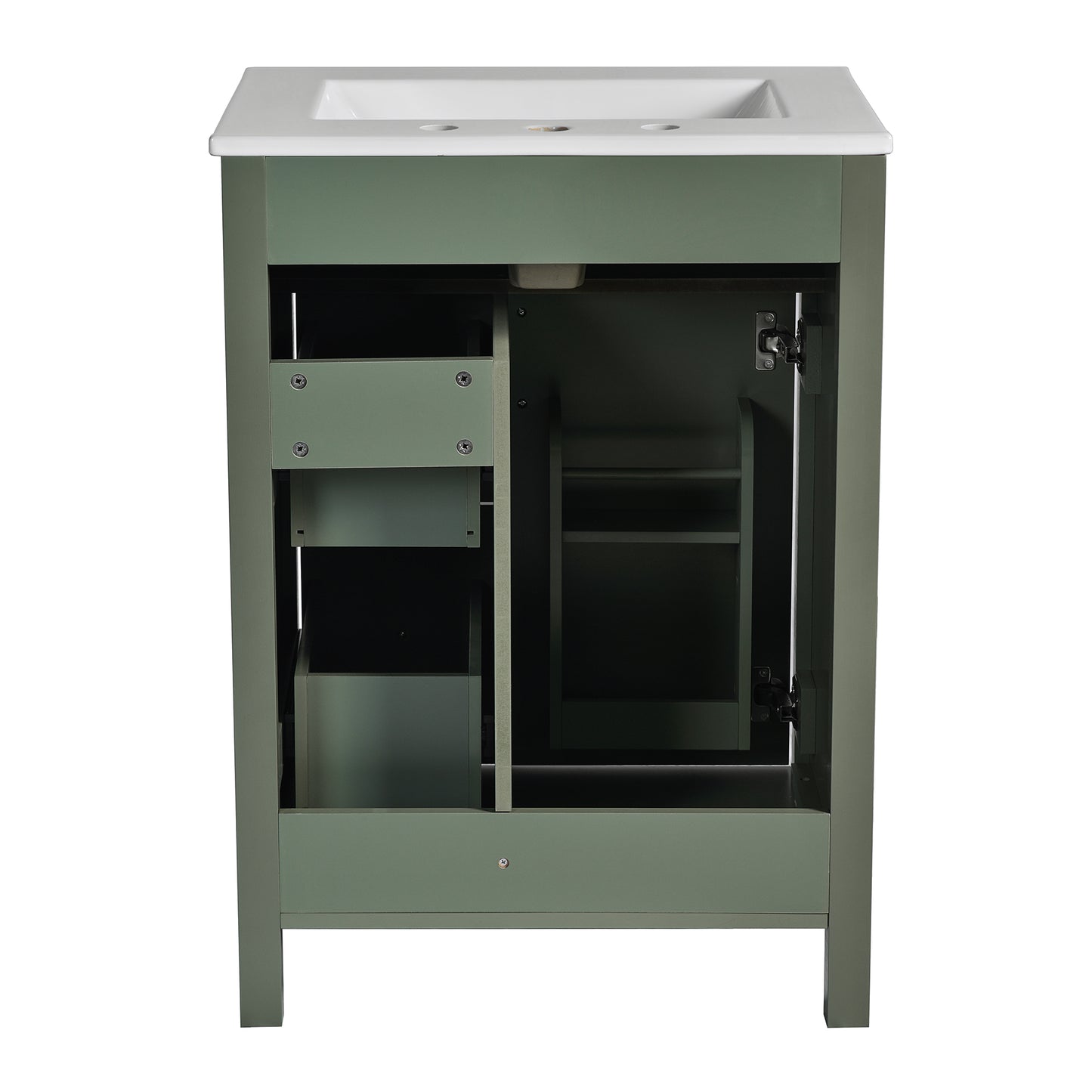 VanityFus 24-in Bathroom Vanity Green Single Sink Combo Ceramic Top 1 Soft-Close Doors 2 Drawer