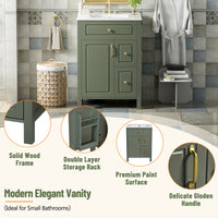 VanityFus 24-in Bathroom Vanity Green Single Sink Combo Ceramic Top 1 Soft-Close Doors 2 Drawer