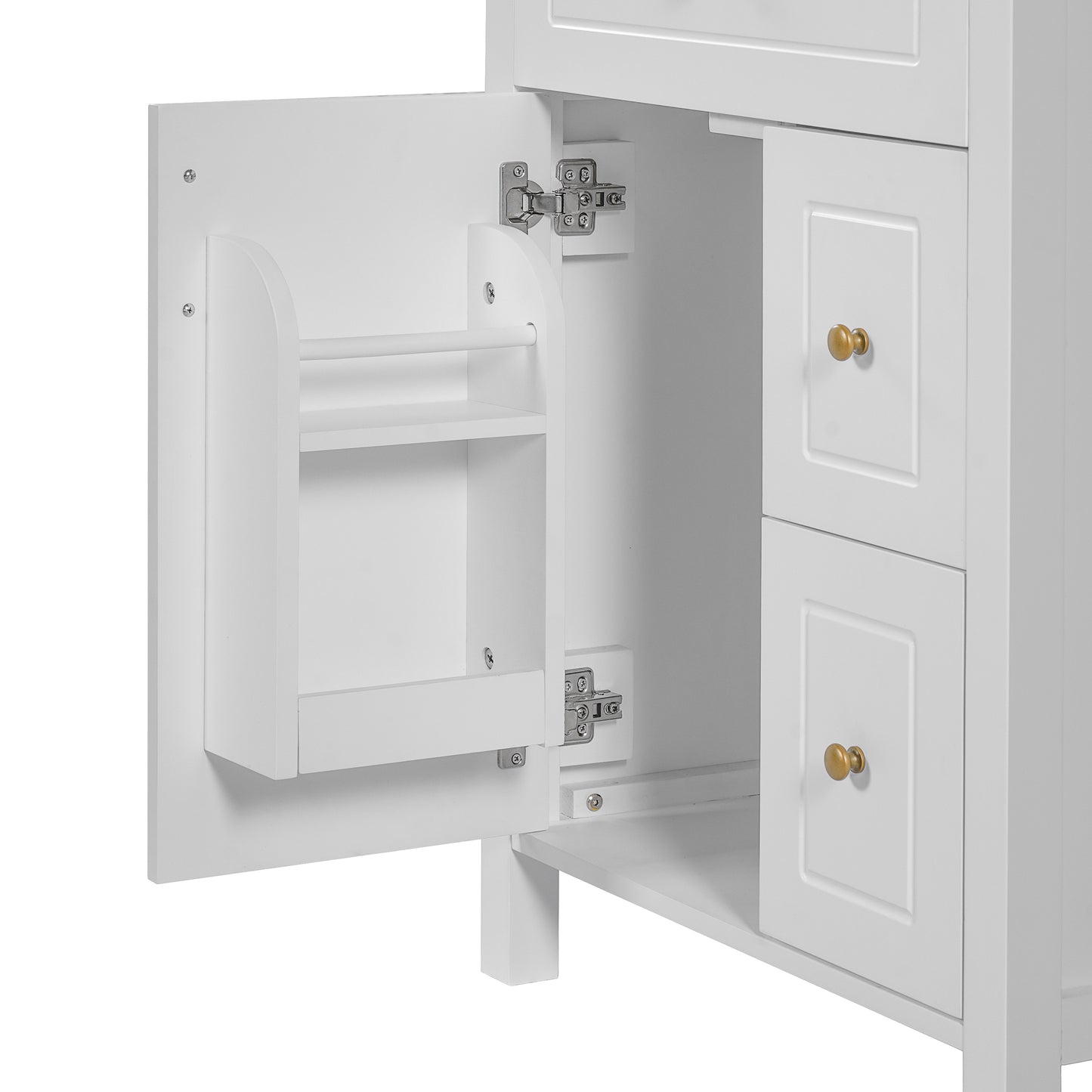 VanityFus 24-in Bathroom Vanity White Single Sink Combo Ceramic Top 1 Soft-Close Doors 2 Drawer