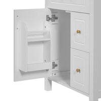 VanityFus 24-in Bathroom Vanity White Single Sink Combo Ceramic Top 1 Soft-Close Doors 2 Drawer