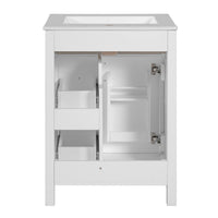 VanityFus 24-in Bathroom Vanity White Single Sink Combo Ceramic Top 1 Soft-Close Doors 2 Drawer