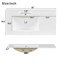 VanityFus 36-in Bathroom Vanity Single Sink Combo Wood Ceramic Top 2 Soft-Close Doors 3 Drawer Adjustable shelves