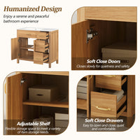 VanityFus 36-in Bathroom Vanity Single Sink Combo Wood Ceramic Top 2 Soft-Close Doors 3 Drawer Adjustable shelves