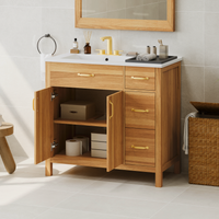VanityFus 36-in Bathroom Vanity Single Sink Combo Wood Ceramic Top 2 Soft-Close Doors 3 Drawer Adjustable shelves
