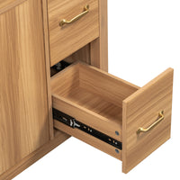 VanityFus 36-in Bathroom Vanity Single Sink Combo Wood Ceramic Top 2 Soft-Close Doors 3 Drawer Adjustable shelves