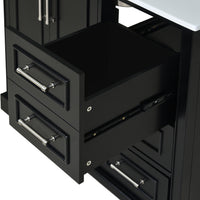 VanityFus 36-in Bathroom Vanity Single Sink Combo Black with Ceramic White Top 2 Soft-Close Doors 4 drawer