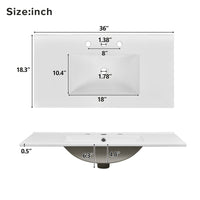 VanityFus 36-in Bathroom Vanity Single Sink Combo Black with Ceramic White Top 2 Soft-Close Doors 4 drawer