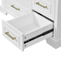 VanityFus 36-in Bathroom Vanity Single Sink Combo with Ceramic White Top 2 Soft-Close Doors 4 drawer