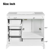 VanityFus 36-in Bathroom Vanity Single Sink Combo with Ceramic White Top 2 Soft-Close Doors 4 drawer