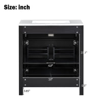 VanityFus 30-in Bathroom Vanity Black Single Sink Combo with Ceramic White Top 2 Soft-Close Doors 1 drawer