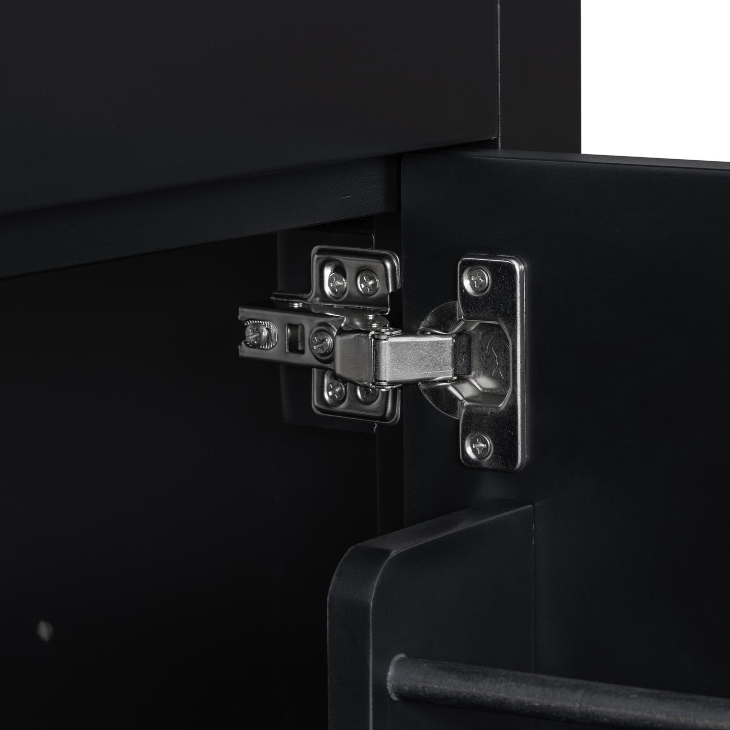 VanityFus 30-in Bathroom Vanity Black Single Sink Combo with Ceramic White Top 2 Soft-Close Doors 1 drawer