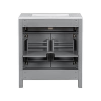 VanityFus 30-in Bathroom Vanity Gray Single Sink Combo with Ceramic White Ceramic Top 2 Soft-Close Doors 1 drawer