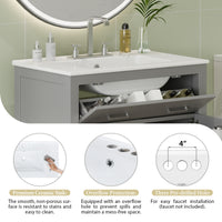 VanityFus 30-in Bathroom Vanity Gray Single Sink Combo with Ceramic White Ceramic Top 2 Soft-Close Doors 1 drawer