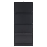 VanityFus Black 15.7-in x 30.1-in x 70.1-in Wood Freestanding Soft Close Linen Cabinet adjustable shelves 2 Soft close doors 3 drawers