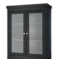 VanityFus Black 15.7-in x 30.1-in x 70.1-in Wood Freestanding Soft Close Linen Cabinet adjustable shelves 2 Soft close doors 3 drawers