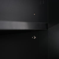 VanityFus Black 15.7-in x 30.1-in x 70.1-in Wood Freestanding Soft Close Linen Cabinet adjustable shelves 2 Soft close doors 3 drawers
