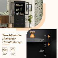 VanityFus Black 15.7-in x 30.1-in x 70.1-in Wood Freestanding Soft Close Linen Cabinet adjustable shelves 2 Soft close doors 3 drawers