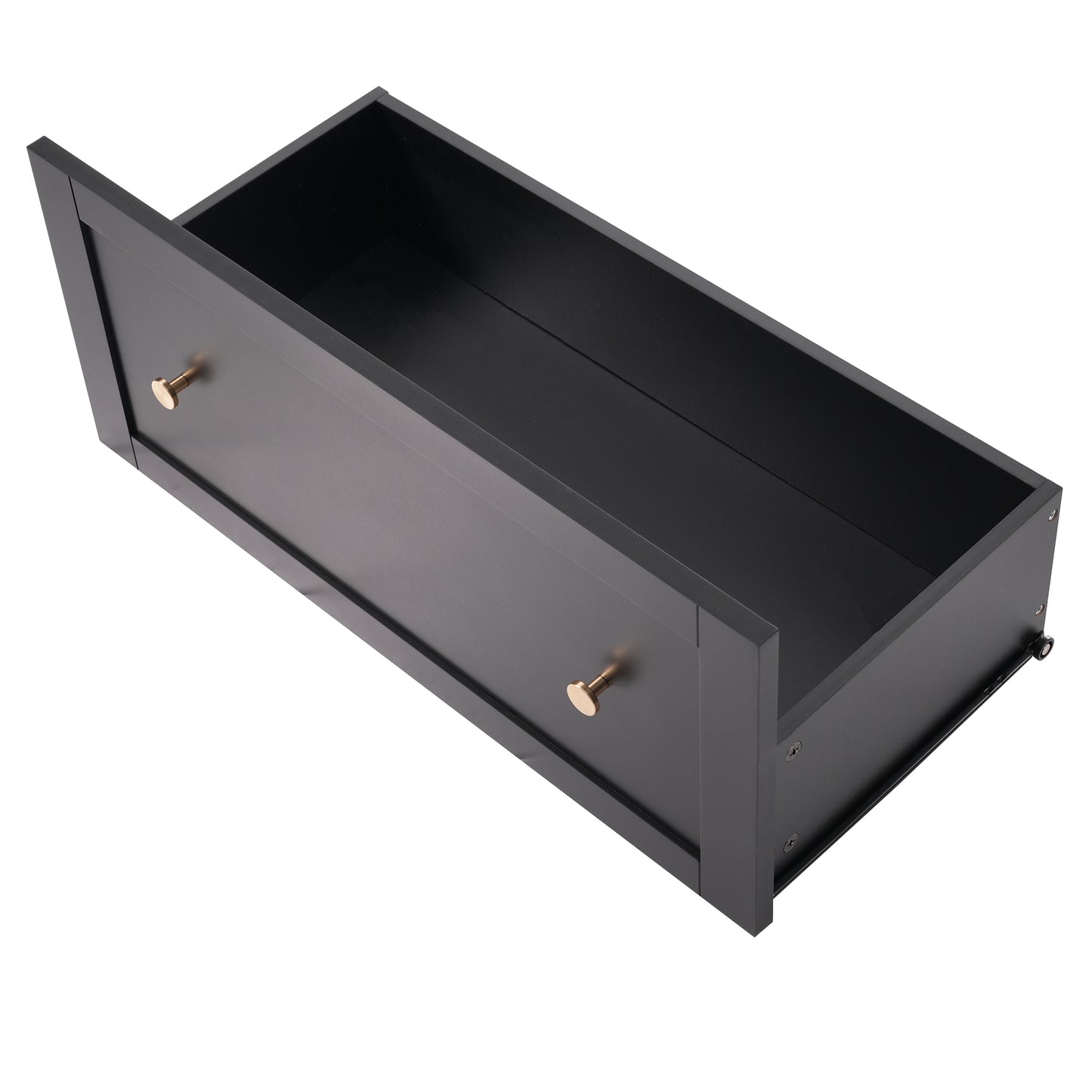 VanityFus Black 15.7-in x 30.1-in x 70.1-in Wood Freestanding Soft Close Linen Cabinet adjustable shelves 2 Soft close doors 3 drawers