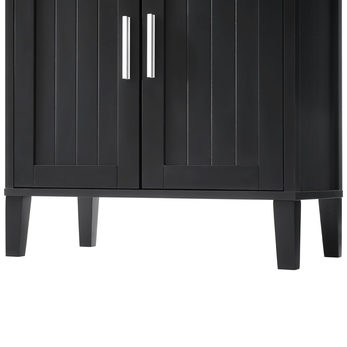 VanityFus Black 13.8-in x 23.6-in x 70.9-in Wood Freestanding Soft Close Linen Cabinet adjustable shelves 4 Soft close doors 1 drawers