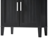 VanityFus Black 13.8-in x 23.6-in x 70.9-in Wood Freestanding Soft Close Linen Cabinet adjustable shelves 4 Soft close doors 1 drawers