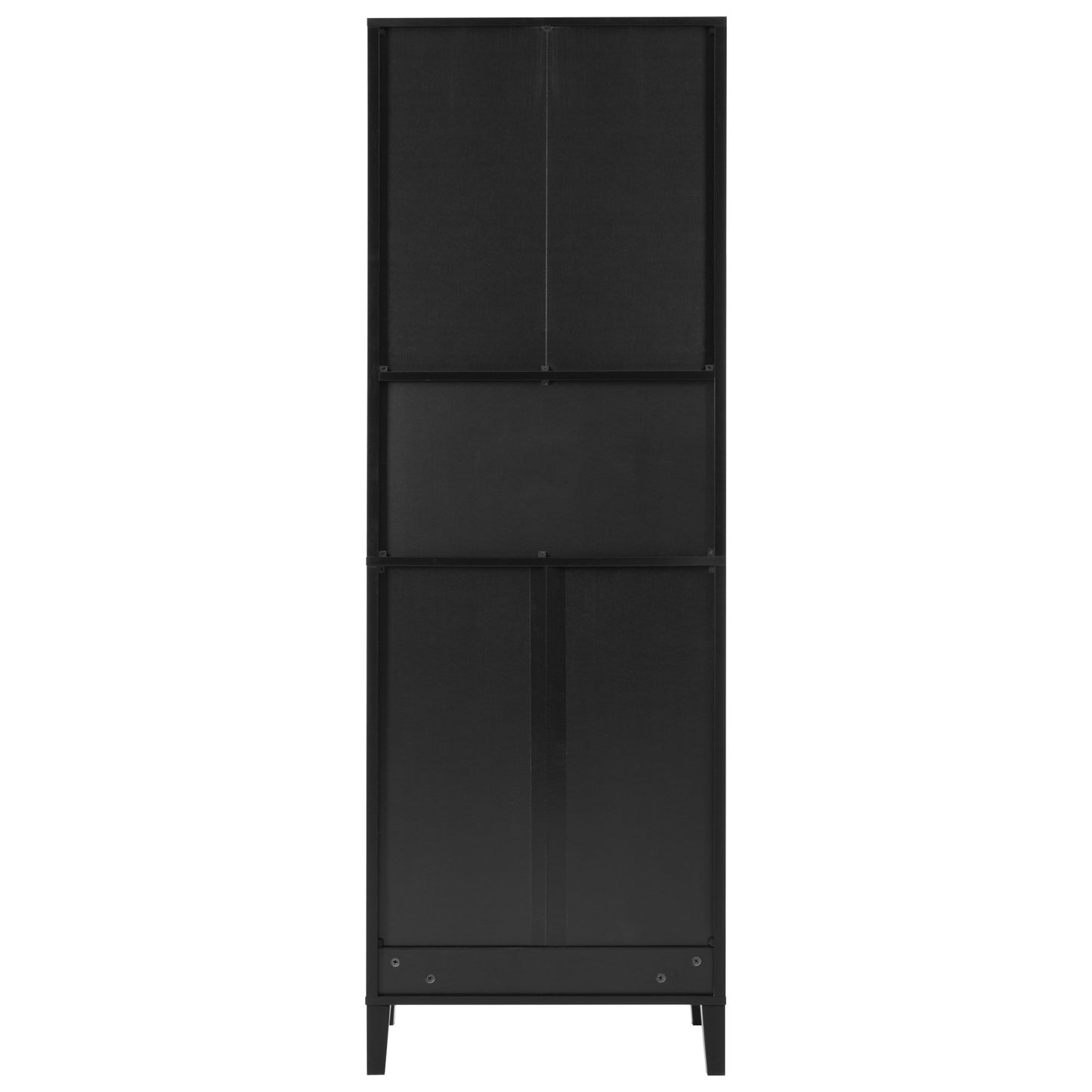 VanityFus Black 13.8-in x 23.6-in x 70.9-in Wood Freestanding Soft Close Linen Cabinet adjustable shelves 4 Soft close doors 1 drawers