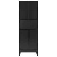 VanityFus Black 13.8-in x 23.6-in x 70.9-in Wood Freestanding Soft Close Linen Cabinet adjustable shelves 4 Soft close doors 1 drawers