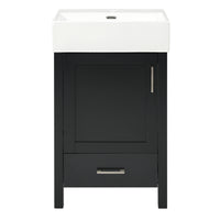 VanityFus 20.28-in Black Single Sink Combo Bathroom Vanity With White Ceramic Top 1 Soft-Close Doors 1 drawer