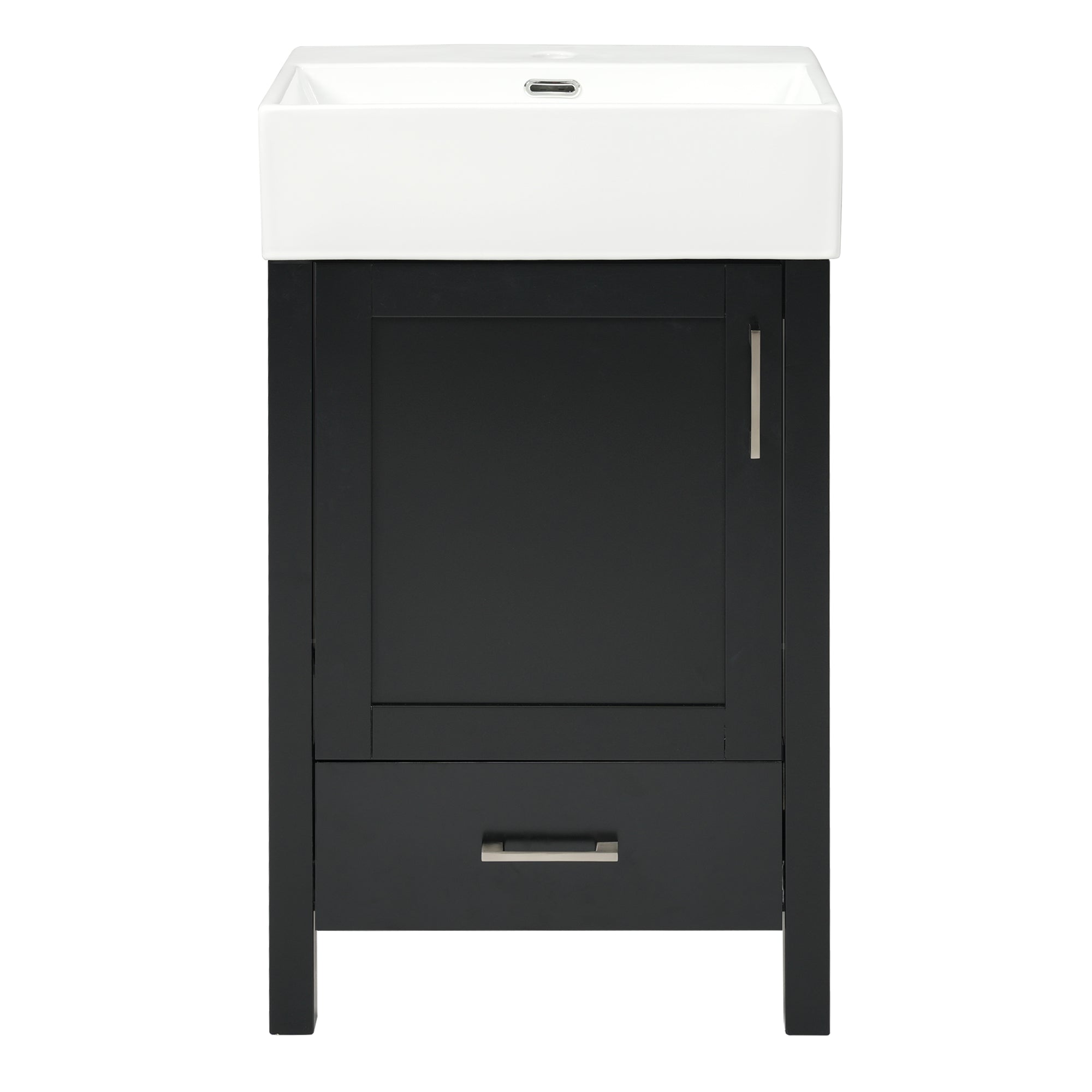 VanityFus 20.28-in Black Single Sink Combo Bathroom Vanity With White Ceramic Top 1 Soft-Close Doors 1 drawer
