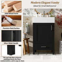VanityFus 20.28-in Black Single Sink Combo Bathroom Vanity With White Ceramic Top 1 Soft-Close Doors 1 drawer