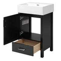 VanityFus 20.28-in Black Single Sink Combo Bathroom Vanity With White Ceramic Top 1 Soft-Close Doors 1 drawer