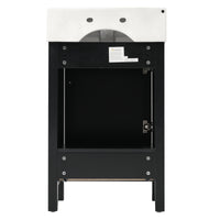 VanityFus 20.28-in Black Single Sink Combo Bathroom Vanity With White Ceramic Top 1 Soft-Close Doors 1 drawer