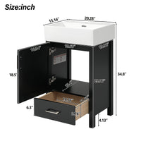 VanityFus 20.28-in Black Single Sink Combo Bathroom Vanity With White Ceramic Top 1 Soft-Close Doors 1 drawer