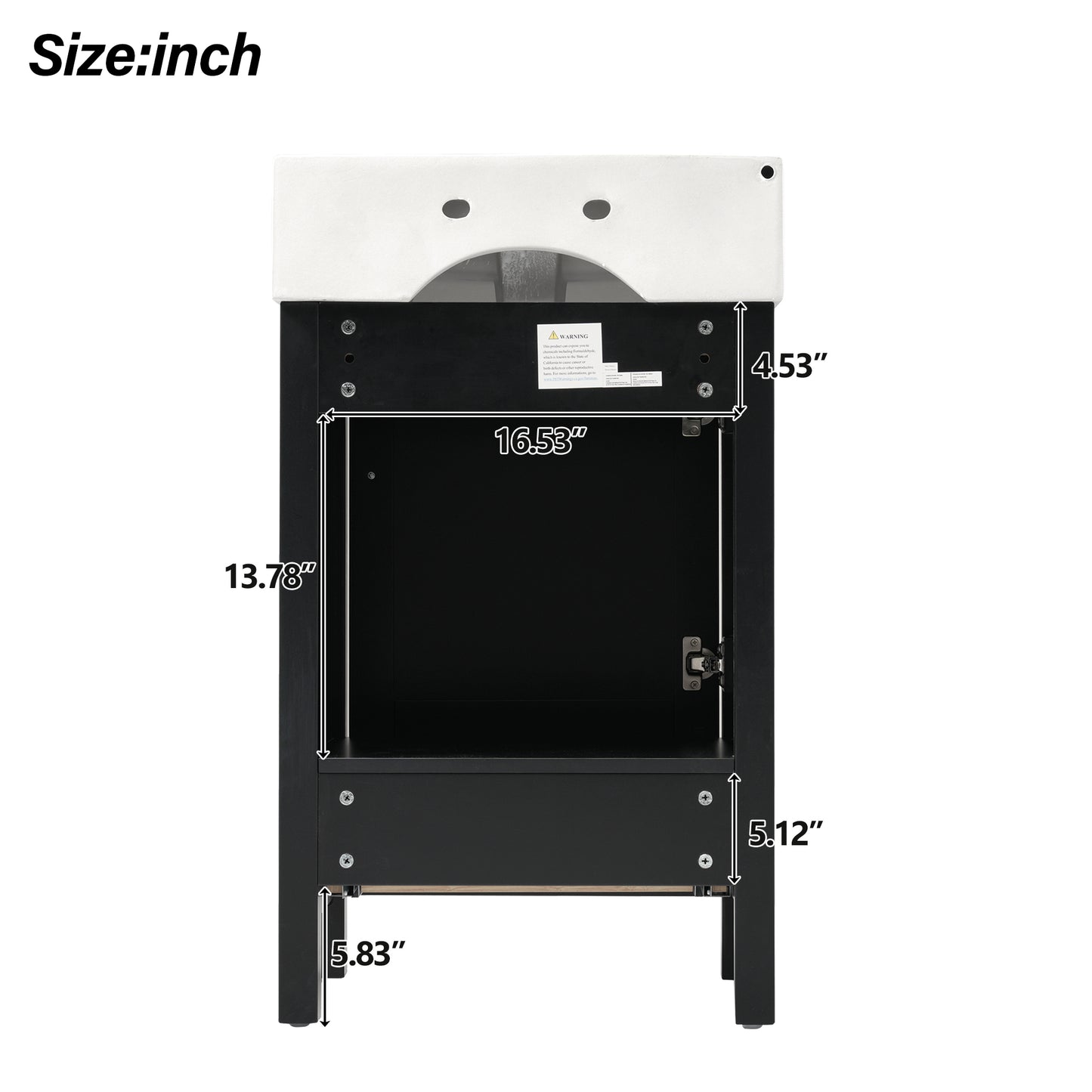 VanityFus 20.28-in Black Single Sink Combo Bathroom Vanity With White Ceramic Top 1 Soft-Close Doors 1 drawer