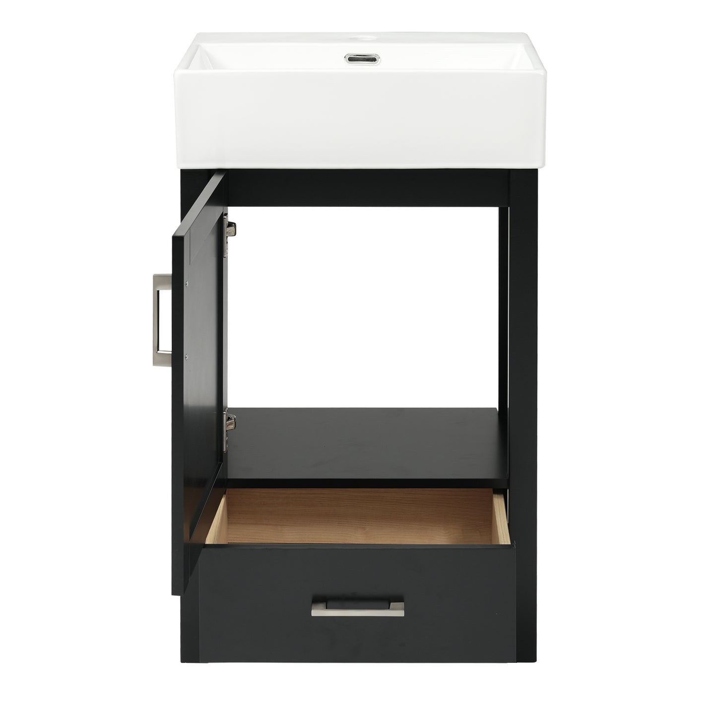 VanityFus 20.28-in Black Single Sink Combo Bathroom Vanity With White Ceramic Top 1 Soft-Close Doors 1 drawer