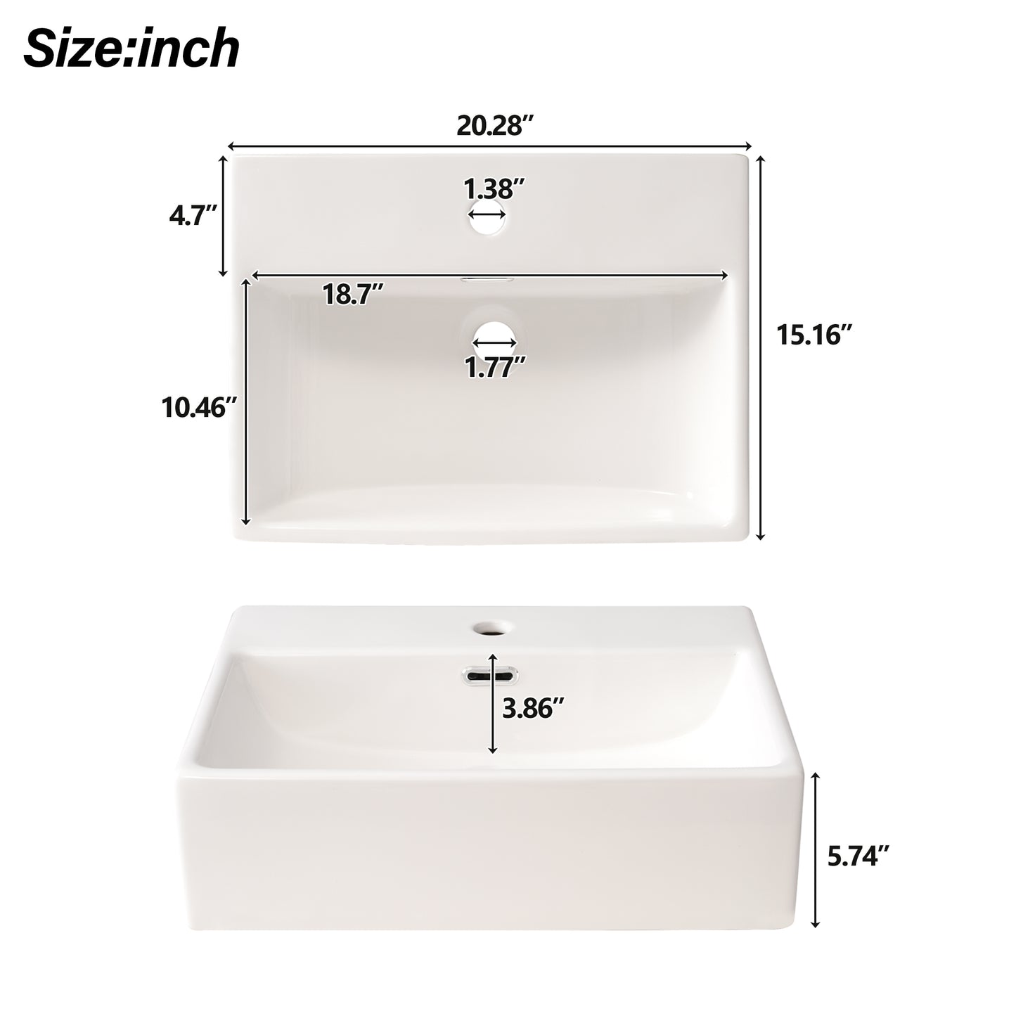 VanityFus 20.28-in Black Single Sink Combo Bathroom Vanity With White Ceramic Top 1 Soft-Close Doors 1 drawer